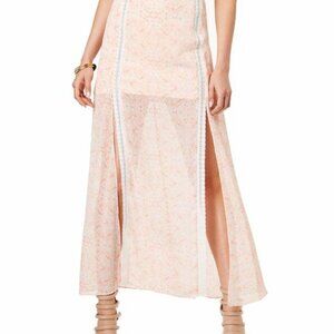 Guess New Pink Maxi 2 Slits Lace Sheer Skirt Flowy